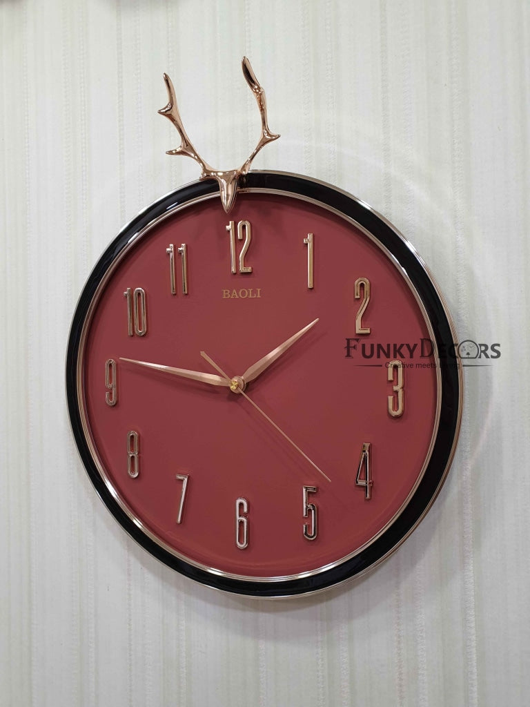 Funkytradition Multicolor Reindeer Wall Clock Watch Decor For Home Office And Gifts 45 Cm Tall