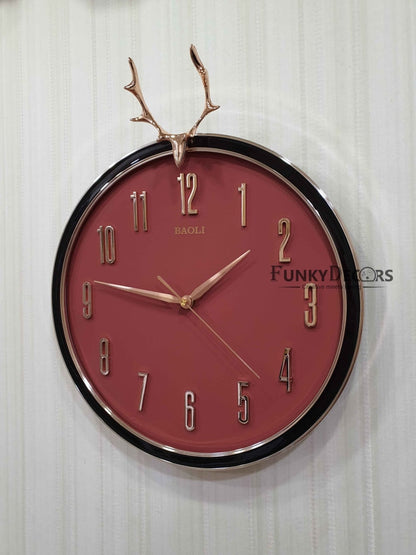 Funkytradition Multicolor Reindeer Wall Clock Watch Decor For Home Office And Gifts 45 Cm Tall