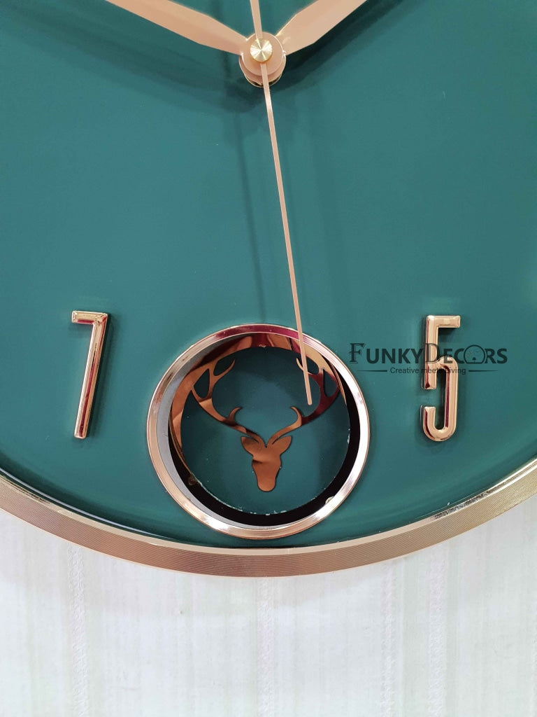 Funkytradition Multicolor Reindeer Wall Clock Watch Decor For Home Office And Gifts 45 Cm Tall