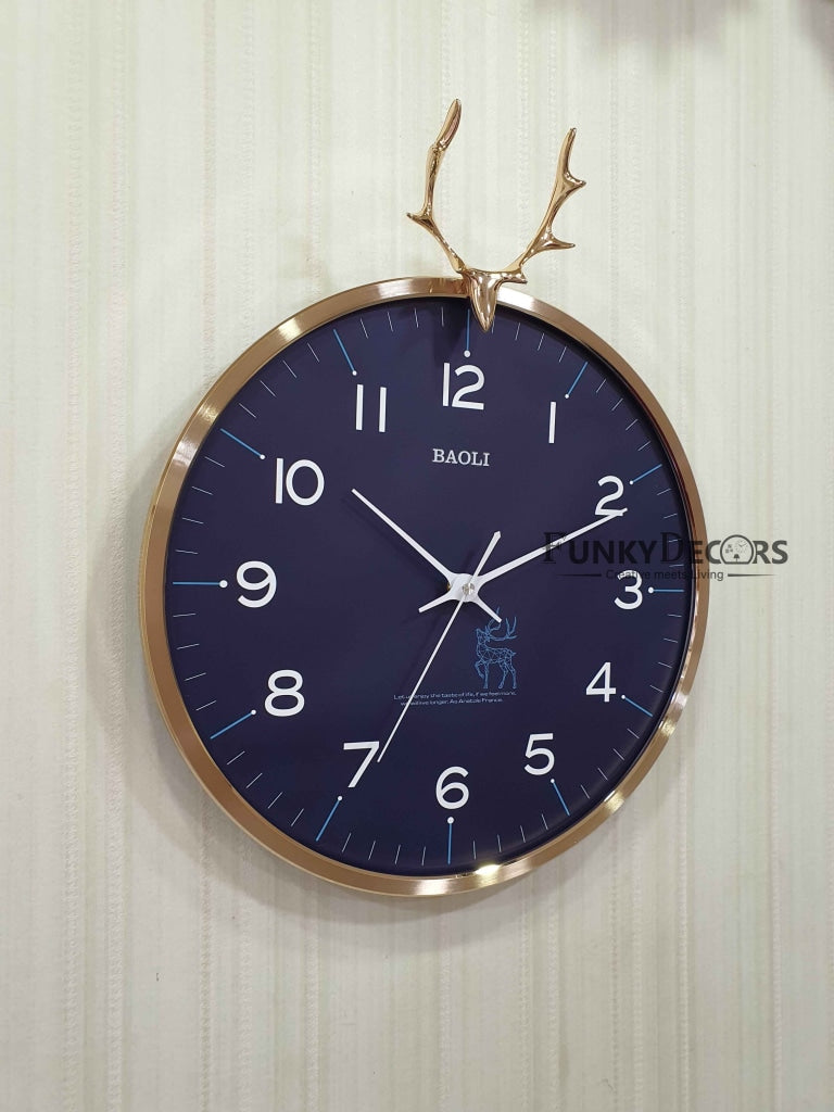 Funkytradition Multicolor Reindeer Wall Clock Watch Decor For Home Office And Gifts 45 Cm Tall