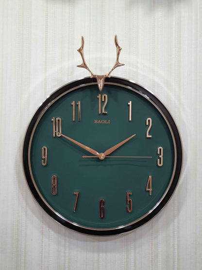 Funkytradition Multicolor Reindeer Wall Clock Watch Decor For Home Office And Gifts 45 Cm Tall Green