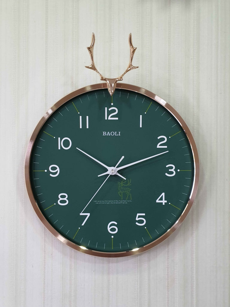 Funkytradition Multicolor Reindeer Wall Clock Watch Decor For Home Office And Gifts 45 Cm Tall Green