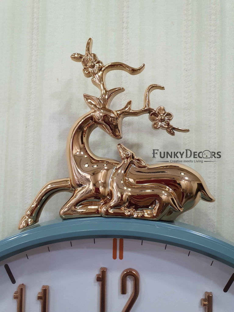 Funkytradition Multicolor Reindeer Wall Clock Watch Decor For Home Office And Gifts 50 Cm Tall