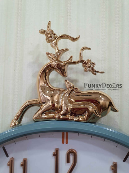 Funkytradition Multicolor Reindeer Wall Clock Watch Decor For Home Office And Gifts 50 Cm Tall