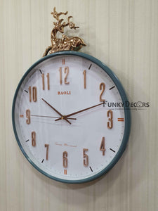 Funkytradition Multicolor Reindeer Wall Clock Watch Decor For Home Office And Gifts 50 Cm Tall