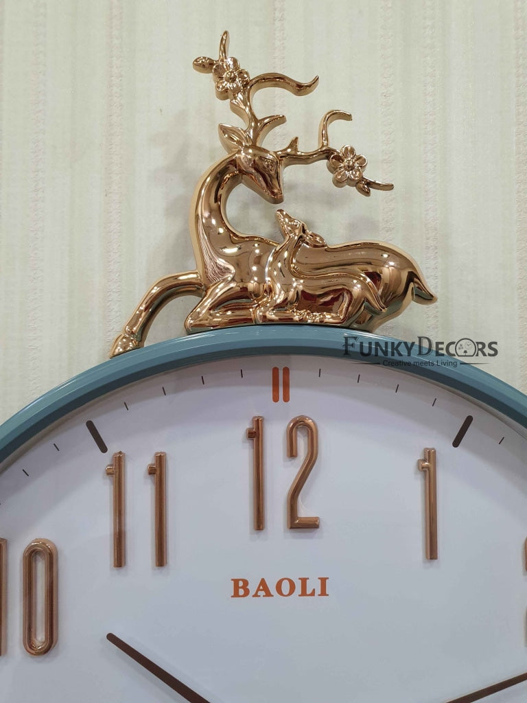 Funkytradition Multicolor Reindeer Wall Clock Watch Decor For Home Office And Gifts 50 Cm Tall