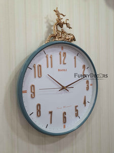 Funkytradition Multicolor Reindeer Wall Clock Watch Decor For Home Office And Gifts 50 Cm Tall