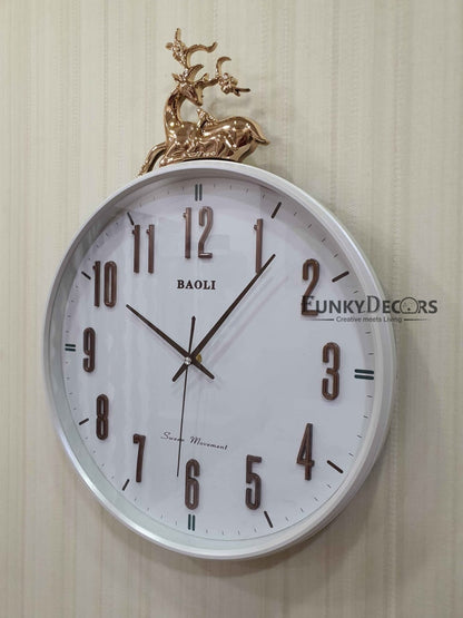 Funkytradition Multicolor Reindeer Wall Clock Watch Decor For Home Office And Gifts 50 Cm Tall
