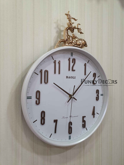 Funkytradition Multicolor Reindeer Wall Clock Watch Decor For Home Office And Gifts 50 Cm Tall
