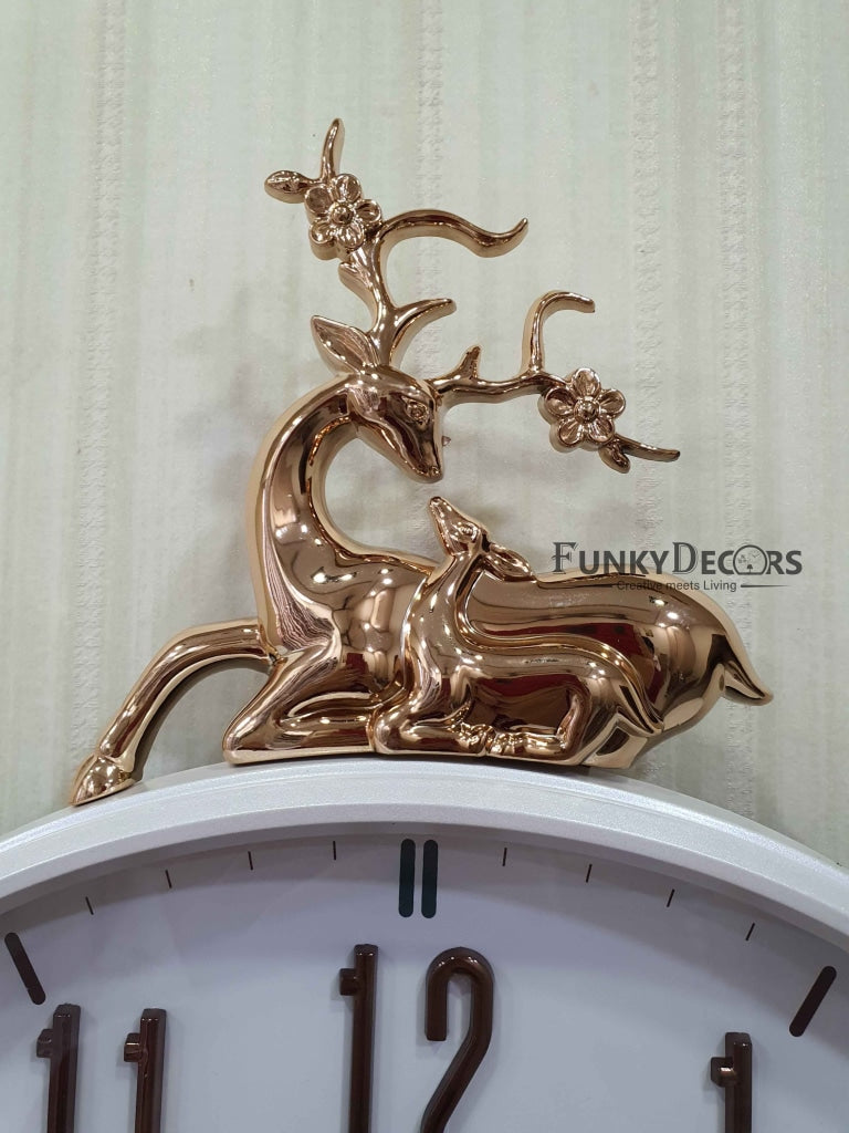 Funkytradition Multicolor Reindeer Wall Clock Watch Decor For Home Office And Gifts 50 Cm Tall