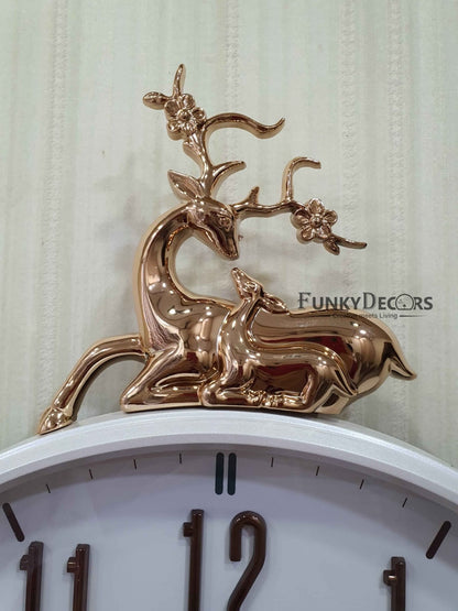 Funkytradition Multicolor Reindeer Wall Clock Watch Decor For Home Office And Gifts 50 Cm Tall