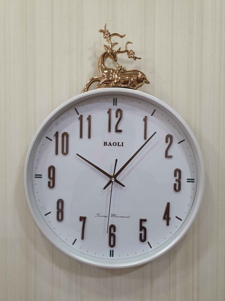 Funkytradition Multicolor Reindeer Wall Clock Watch Decor For Home Office And Gifts 50 Cm Tall White
