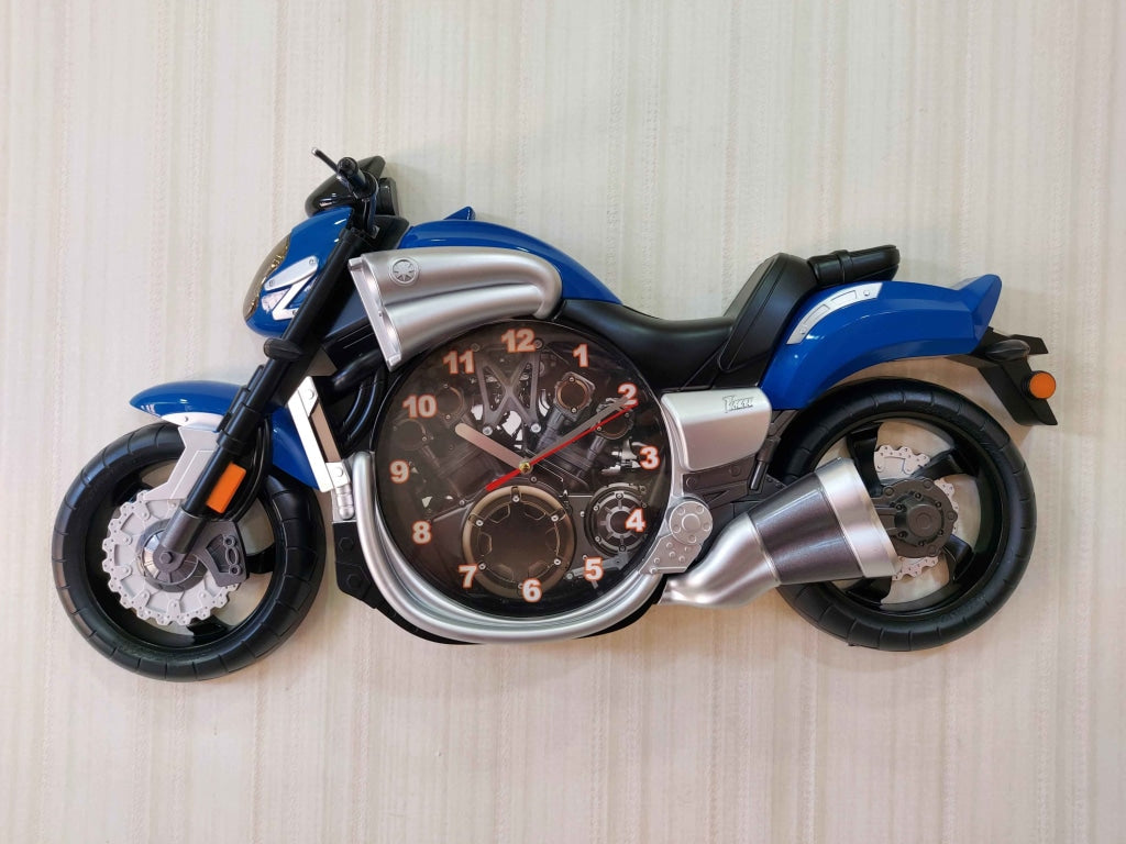 FunkyDecors Multicolored Attractive Motorcycle Bike Kids Room Wall Clock Blue Clocks