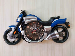 Funkytradition Multicolored Attractive Motorcycle Bike Kids Room Wall Clock Blue Clocks