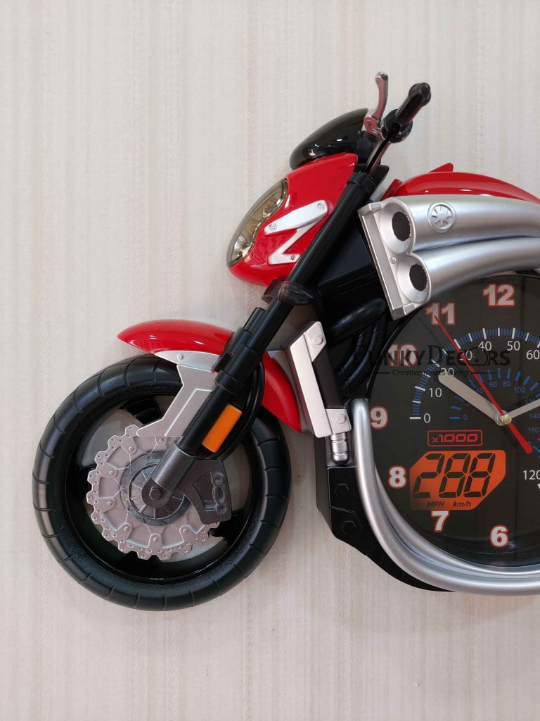 FunkyDecors Multicolored Attractive Motorcycle Bike Kids Room Wall Clock Clocks