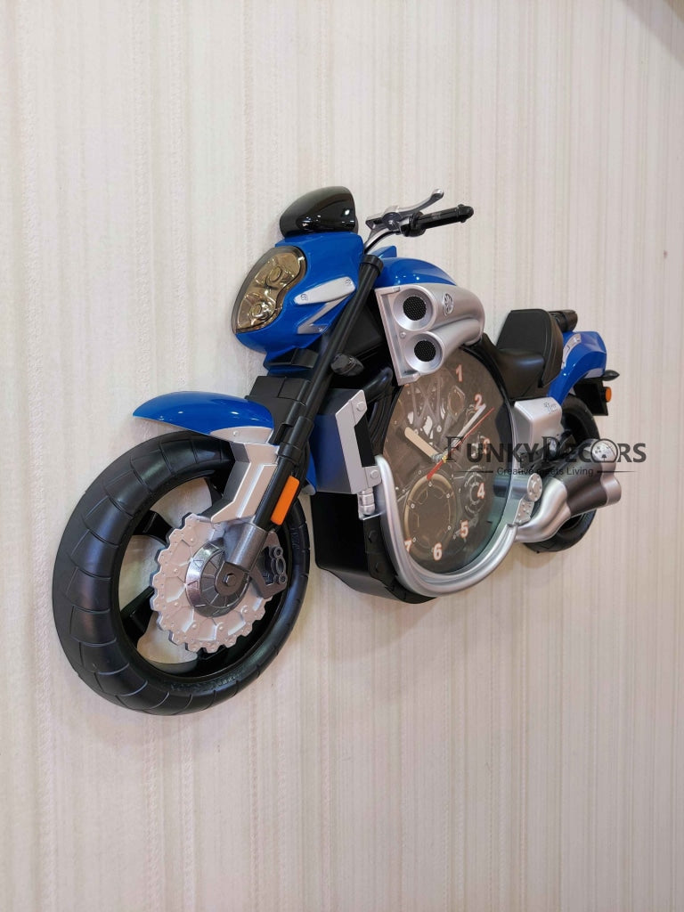 FunkyDecors Multicolored Attractive Motorcycle Bike Kids Room Wall Clock Clocks
