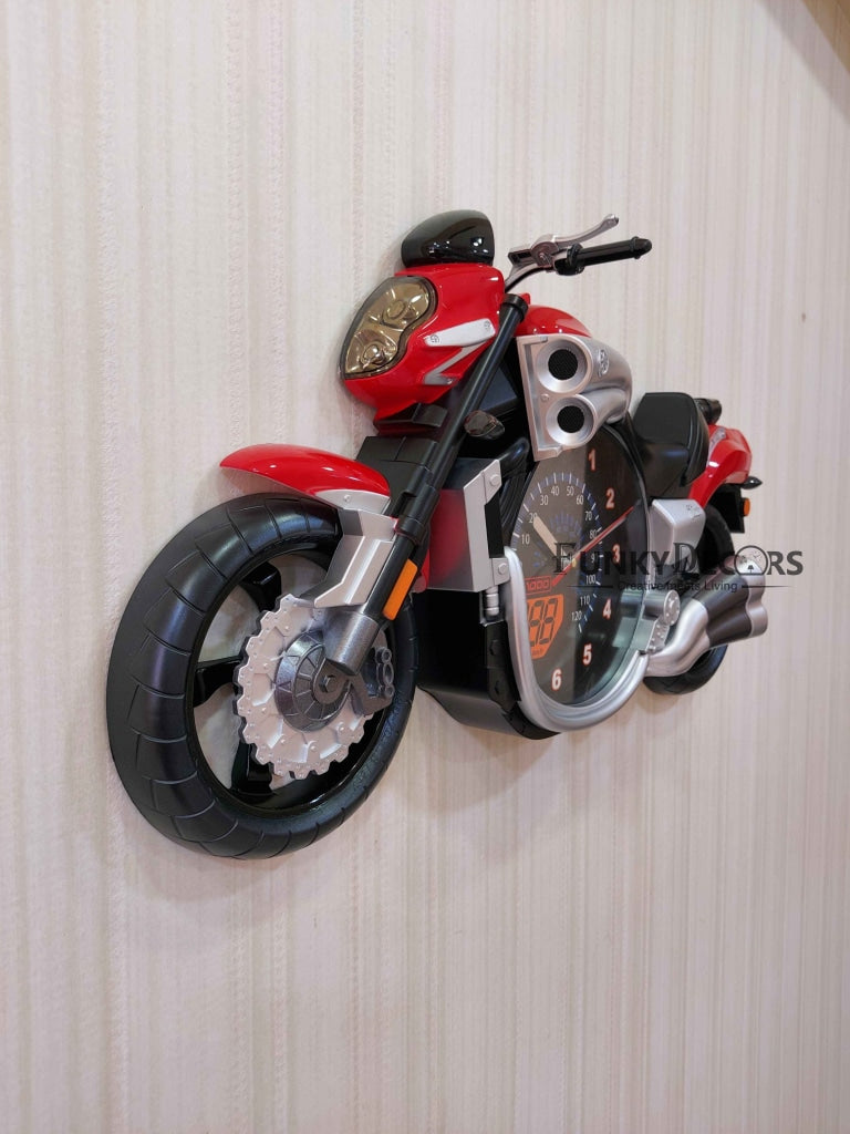 FunkyDecors Multicolored Attractive Motorcycle Bike Kids Room Wall Clock Clocks