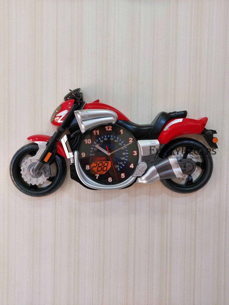 FunkyDecors Multicolored Attractive Motorcycle Bike Kids Room Wall Clock Clocks