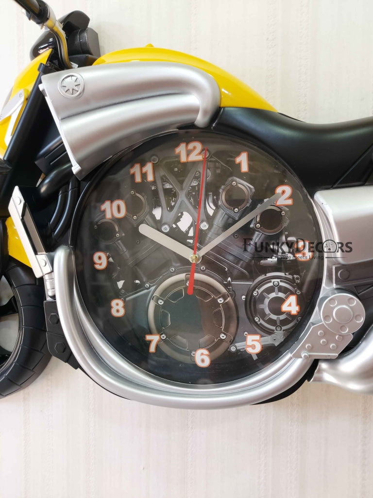 FunkyDecors Multicolored Attractive Motorcycle Bike Kids Room Wall Clock Clocks