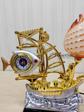 Load image into Gallery viewer, Funkytradition Pink Golden Fish Vintage Pirates Ship Table Lamp With Alarm Clock For Christmas
