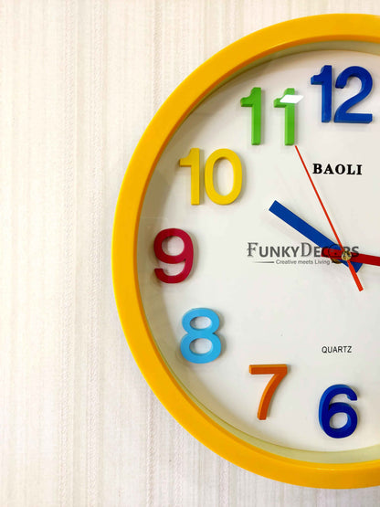 Funkytradition Rainbow Color Wall Clock Watch Decor For Home Office And Gifts 35 Cm Tall Clocks