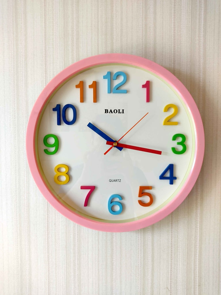 FunkyDecors Rainbow Color Wall Clock Watch Decor For Home Office And Gifts 35 Cm Tall Pink Clocks