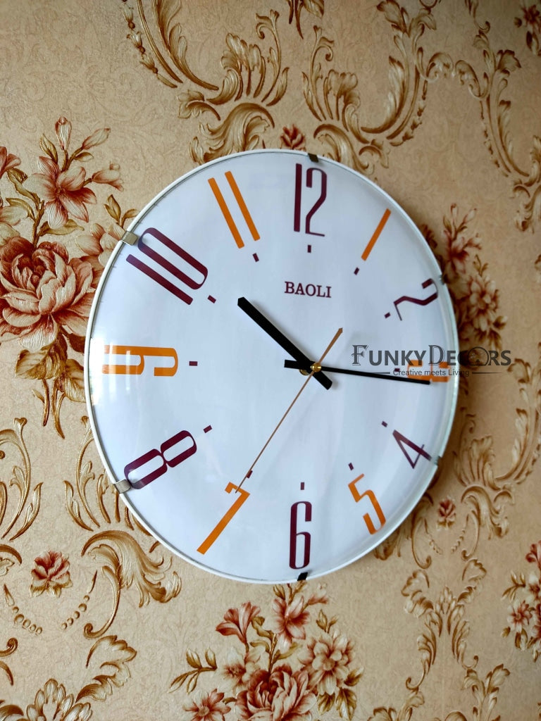 FunkyDecors Rimless Minimal Glass Wall Clock Watch Decor For Home Office And Gifts 33 Cm Tall