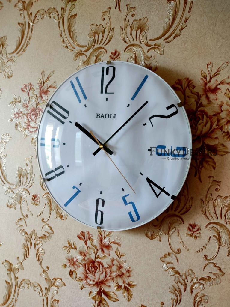 FunkyDecors Rimless Minimal Glass Wall Clock Watch Decor For Home Office And Gifts 33 Cm Tall