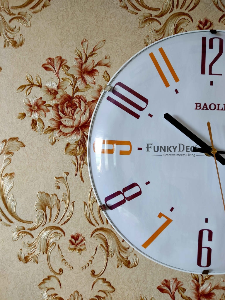FunkyDecors Rimless Minimal Glass Wall Clock Watch Decor For Home Office And Gifts 33 Cm Tall
