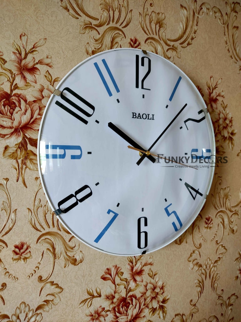 FunkyDecors Rimless Minimal Glass Wall Clock Watch Decor For Home Office And Gifts 33 Cm Tall