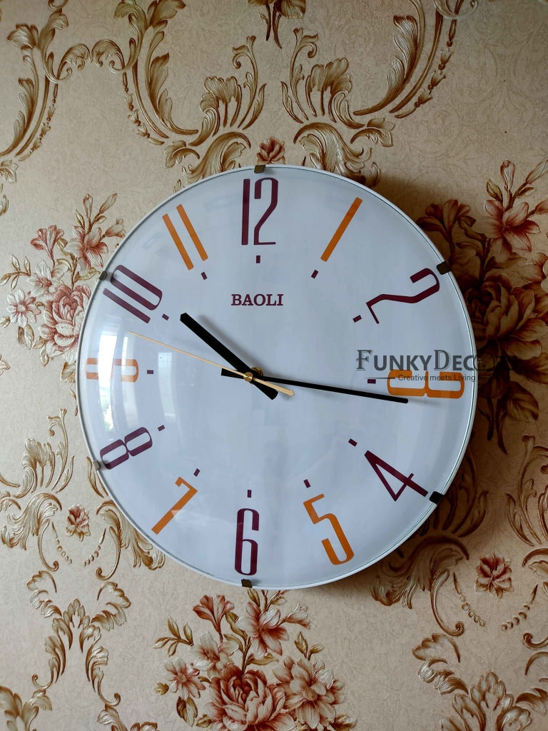FunkyDecors Rimless Minimal Glass Wall Clock Watch Decor For Home Office And Gifts 33 Cm Tall