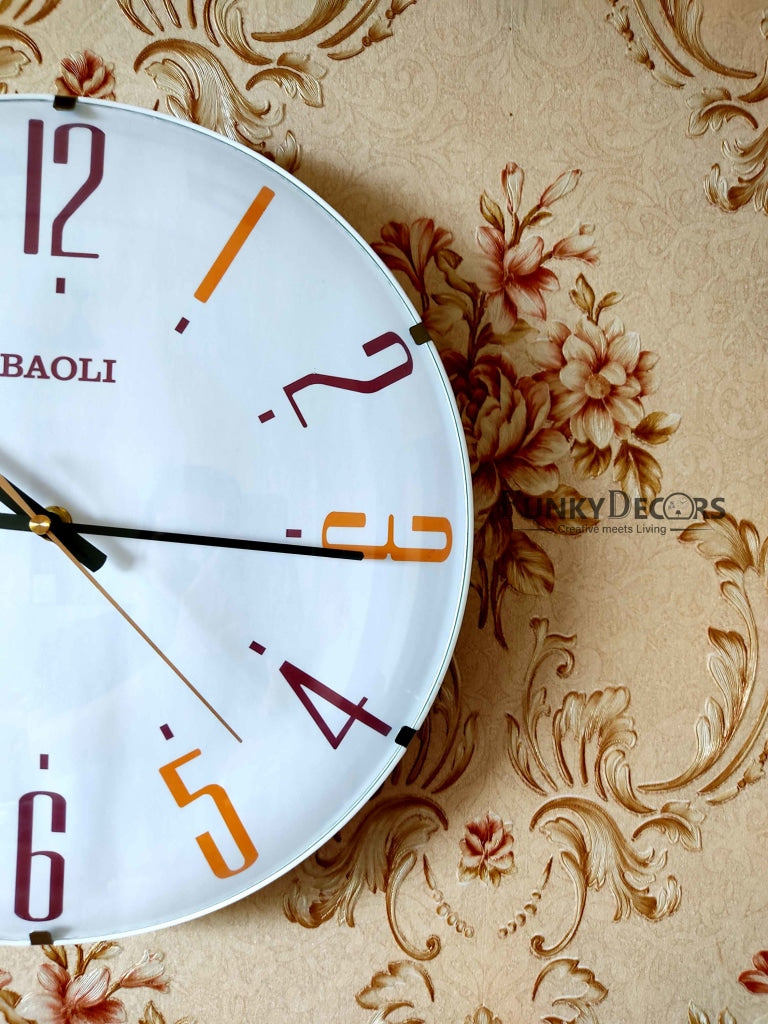 FunkyDecors Rimless Minimal Glass Wall Clock Watch Decor For Home Office And Gifts 33 Cm Tall