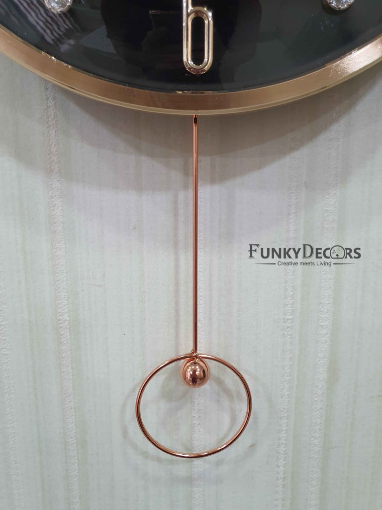 Funkytradition Rose Gold Multicolor Sparrow Pendulum Wall Clock Decor For Home Office And Gifts 60