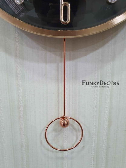 Funkytradition Rose Gold Multicolor Sparrow Pendulum Wall Clock Decor For Home Office And Gifts 60