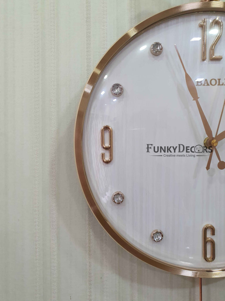 Funkytradition Rose Gold Multicolor Sparrow Pendulum Wall Clock Decor For Home Office And Gifts 60