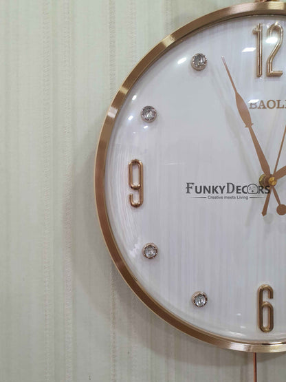 Funkytradition Rose Gold Multicolor Sparrow Pendulum Wall Clock Decor For Home Office And Gifts 60
