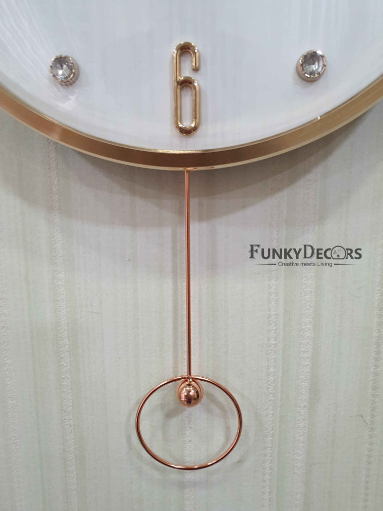 Funkytradition Rose Gold Multicolor Sparrow Pendulum Wall Clock Decor For Home Office And Gifts 60