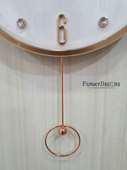 Funkytradition Rose Gold Multicolor Sparrow Pendulum Wall Clock Decor For Home Office And Gifts 60