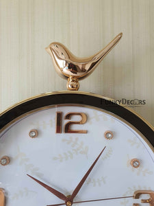 Funkytradition Rose Gold Multicolor Sparrow Pendulum Wall Clock Decor For Home Office And Gifts 70