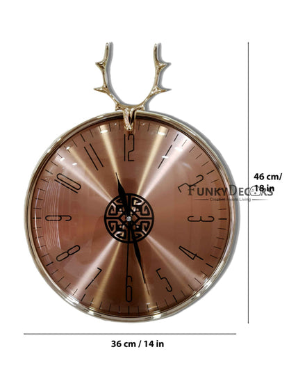 Funkytradition Rose Gold Reindeer Minimal Wall Clock Watch Decor For Home Office And Gifts 46 Cm