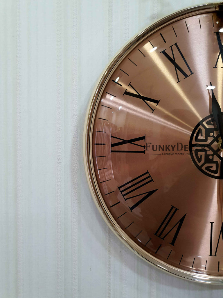 Funkytradition Rose Gold Reindeer Minimal Wall Clock Watch Decor For Home Office And Gifts 46 Cm