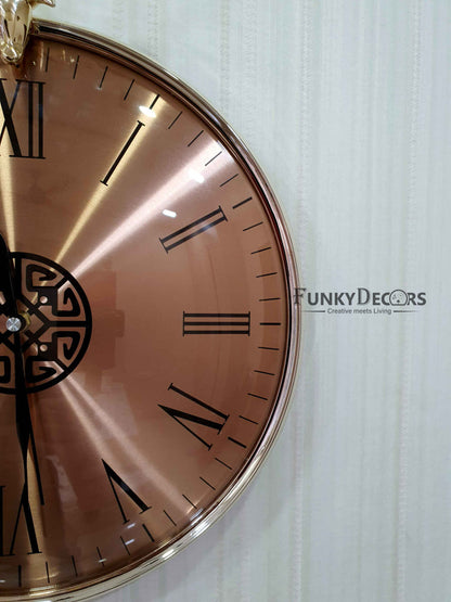 Funkytradition Rose Gold Reindeer Minimal Wall Clock Watch Decor For Home Office And Gifts 46 Cm