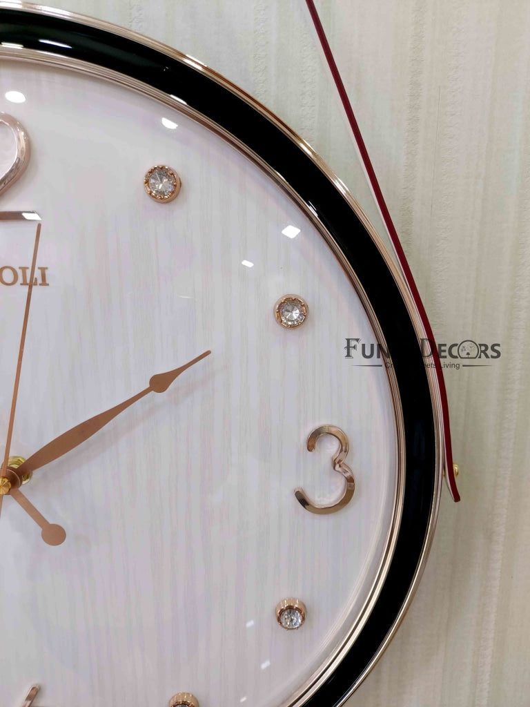 FunkyDecors Rose Gold White Reindeer Hanging Wall Clock Decor For Home Office And Gifts 70 Cm