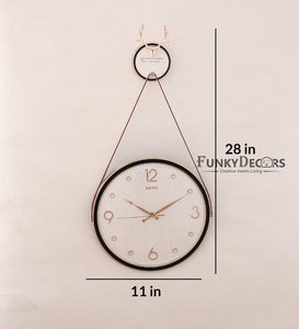 Funkytradition Rose Gold White Reindeer Hanging Wall Clock Decor For Home Office And Gifts 70 Cm