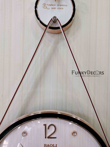 Funkytradition Rose Gold White Reindeer Hanging Wall Clock Decor For Home Office And Gifts 70 Cm