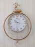 FunkyDecors Rose Gold White Reindeer Pendulum Wall Clock Decor For Home Office And Gifts 65 Cm
