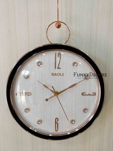 Funkytradition Rose Gold White Sparrow Hanging Wall Clock Decor For Home Office And Gifts 70 Cm Tall