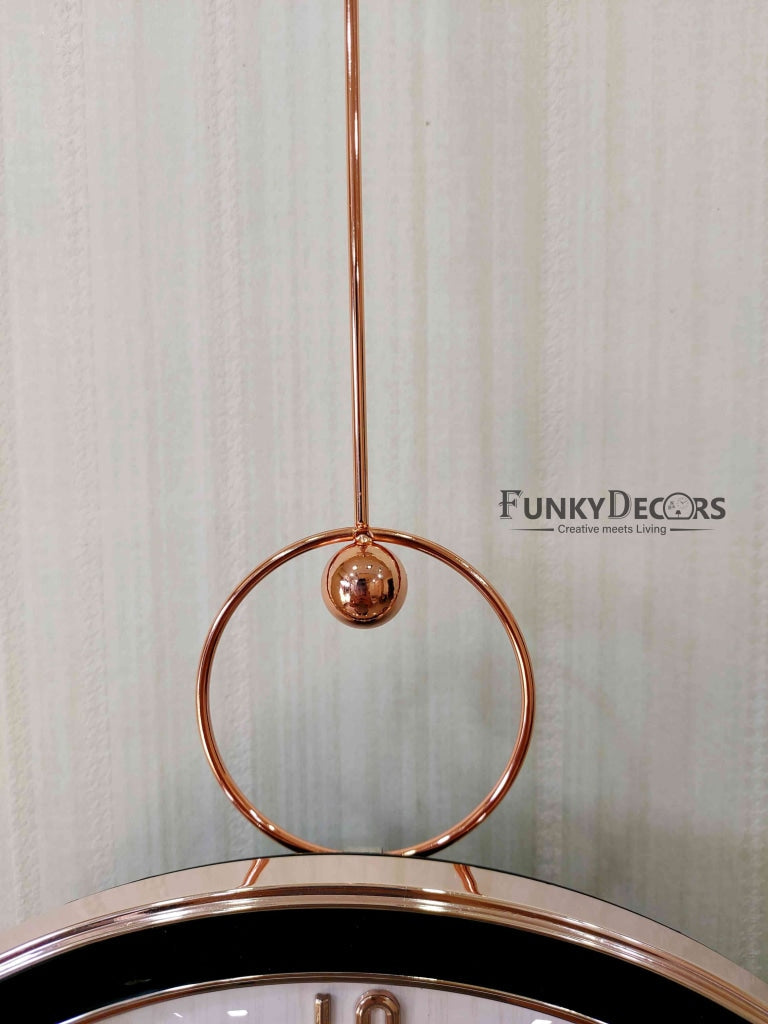 Funkytradition Rose Gold White Sparrow Hanging Wall Clock Decor For Home Office And Gifts 70 Cm Tall