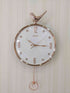 FunkyDecors Rose Gold White Sparrow Pendulum Wall Clock Decor For Home Office And Gifts 60 Cm