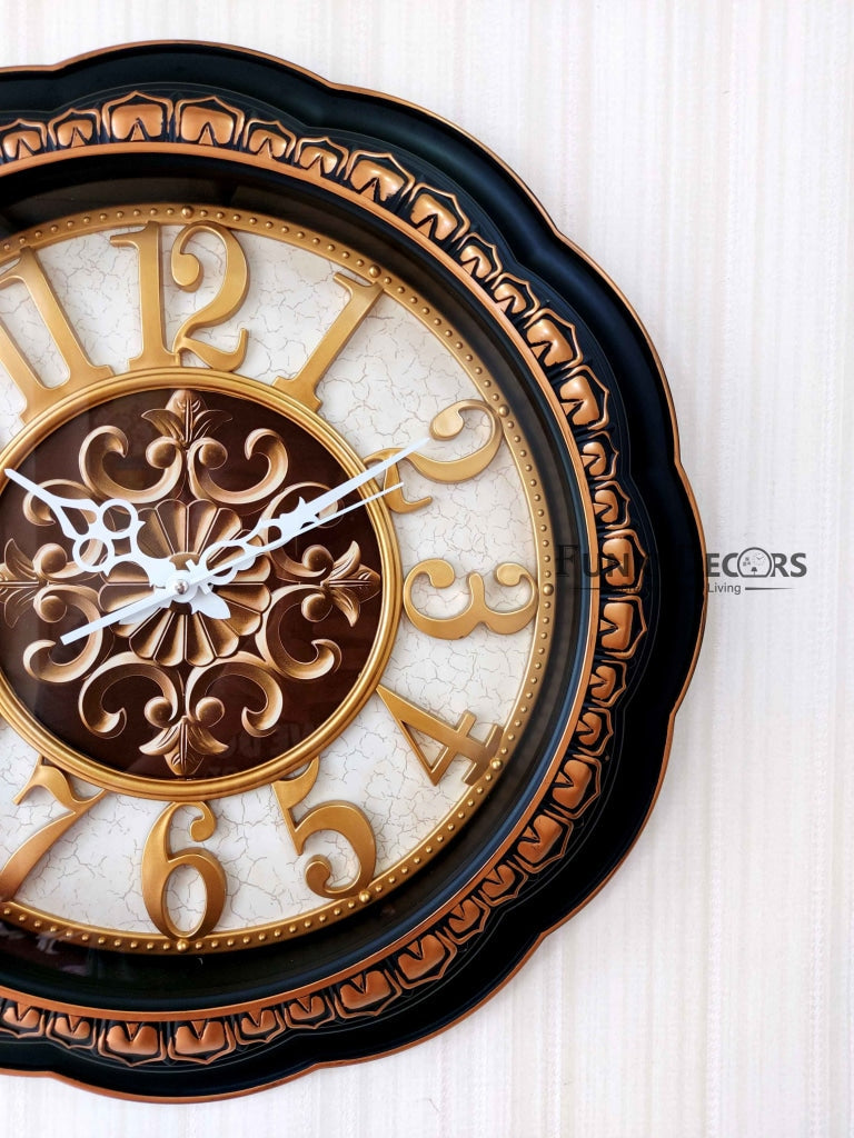 Funkytradition Round Brown Big Font Wall Clock Watch Decor For Home Office And Gifts 52 Cm Tall